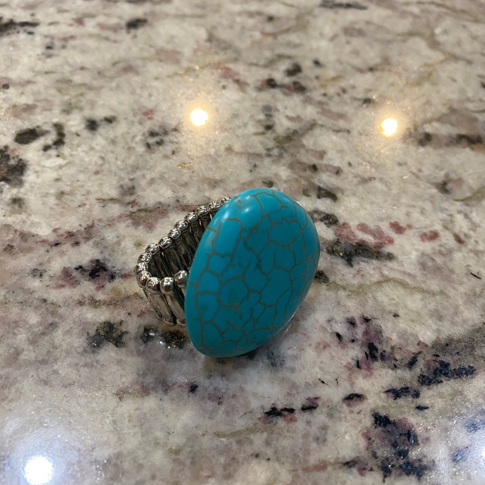 Chunky Teal stretchy ring
